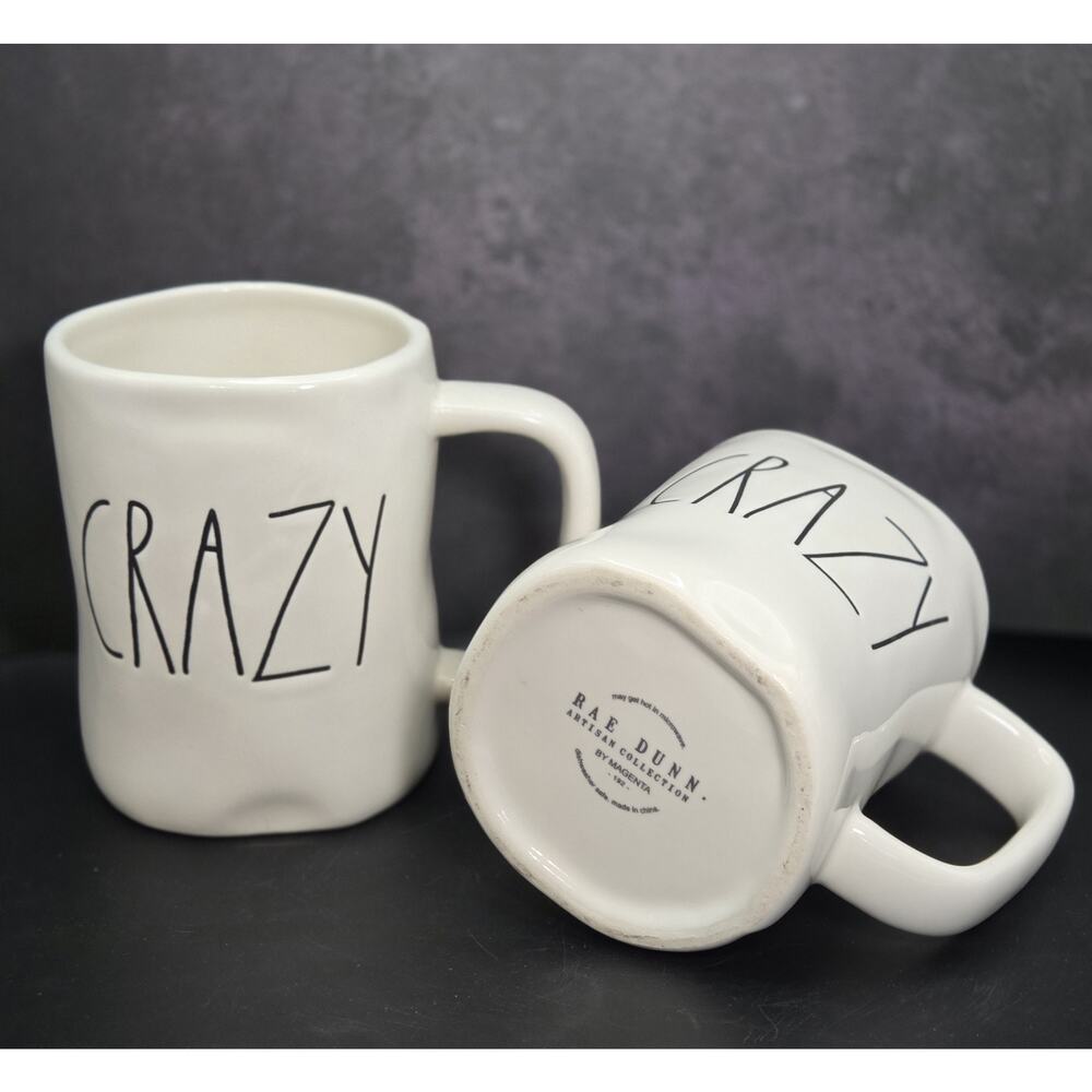 Rae Dunn Magenta CRAZY Mugs Stamped Set Of 2 Best Friends Gifts Funny Coffee Cup